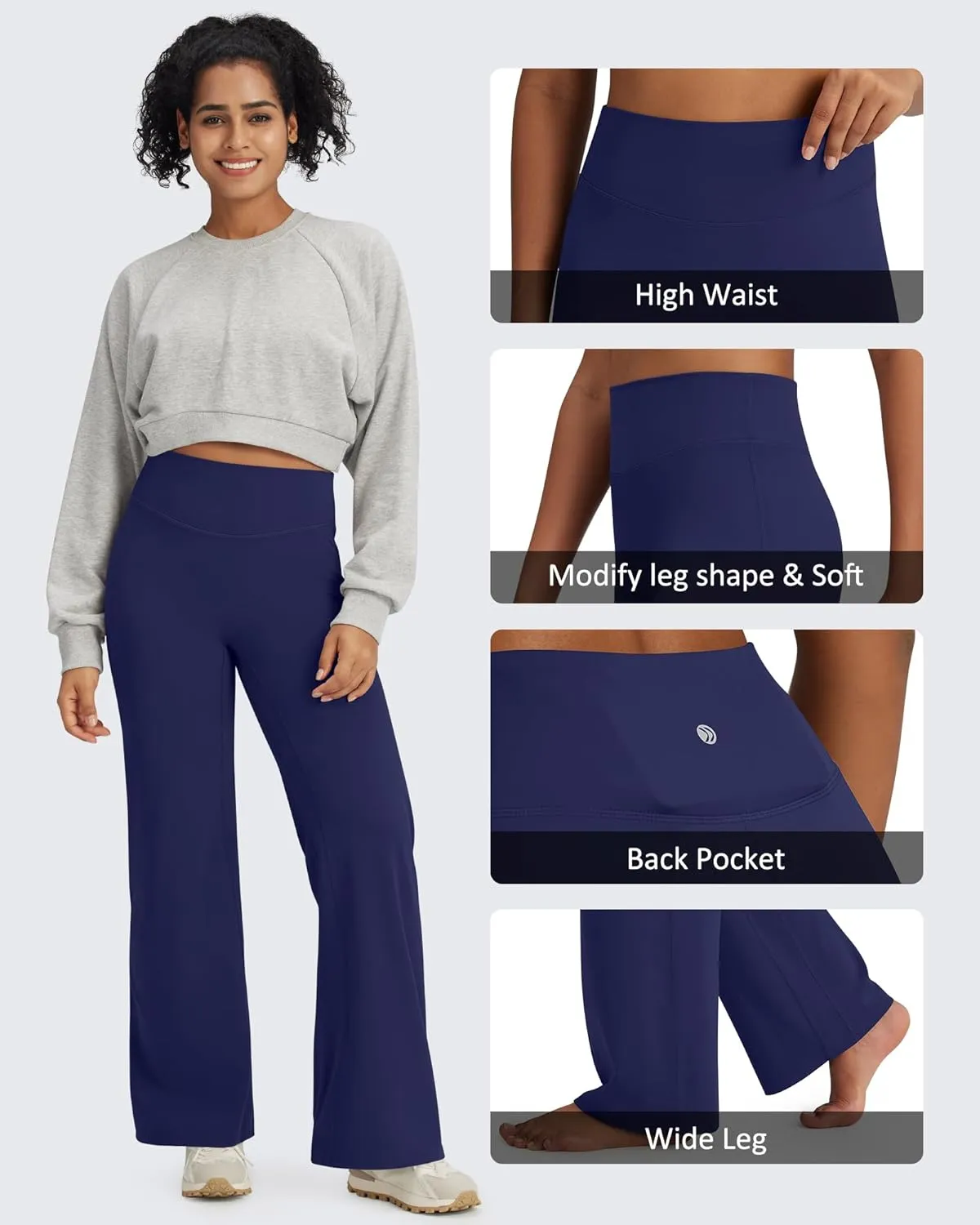 G4Free Barefeel Wide Leg Pants for Women High Waisted Loose Casual Dress Work Yoga Pants 29"/31"/33"