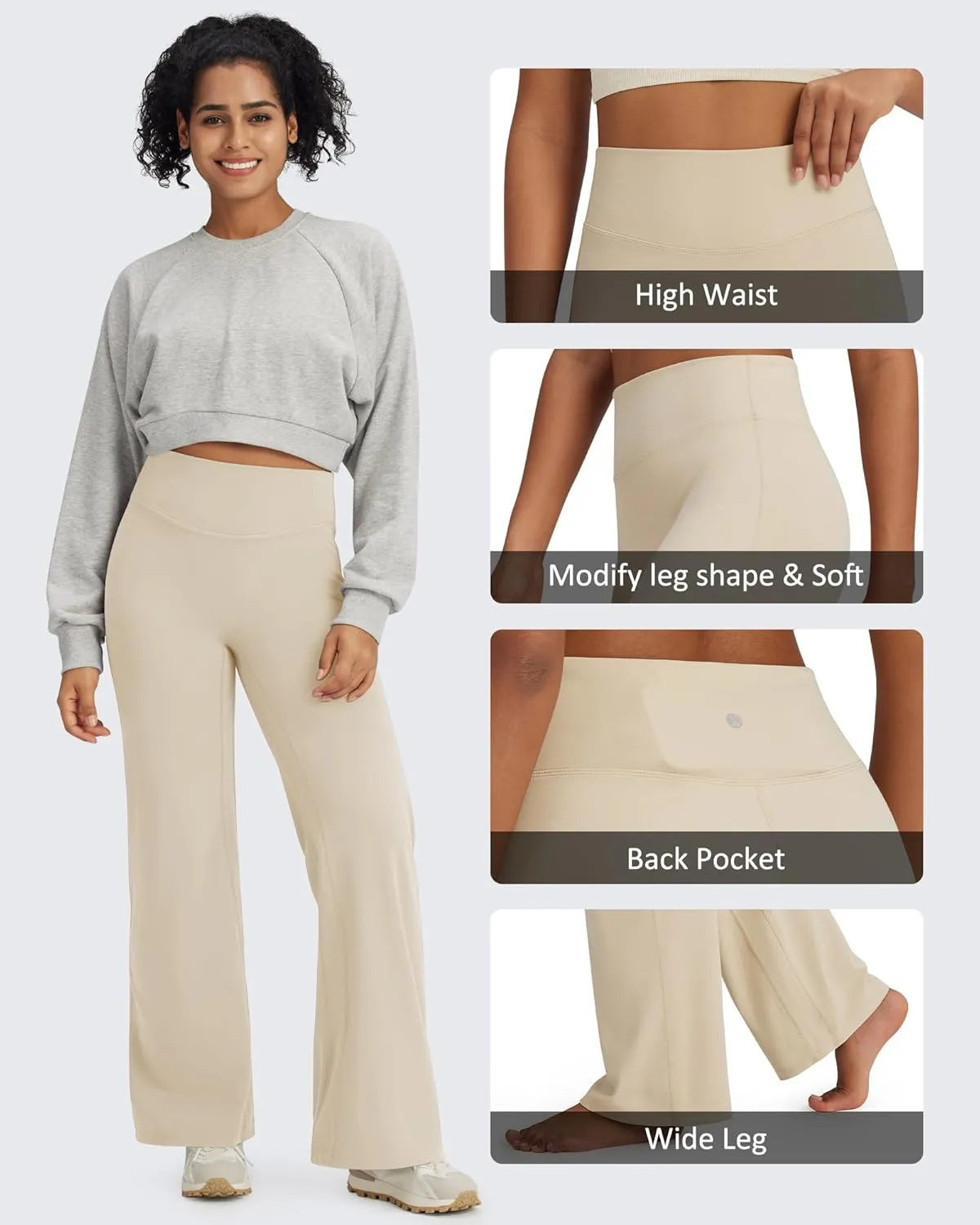 G4Free Barefeel Wide Leg Pants for Women High Waisted Loose Casual Dress Work Yoga Pants 29"/31"/33"
