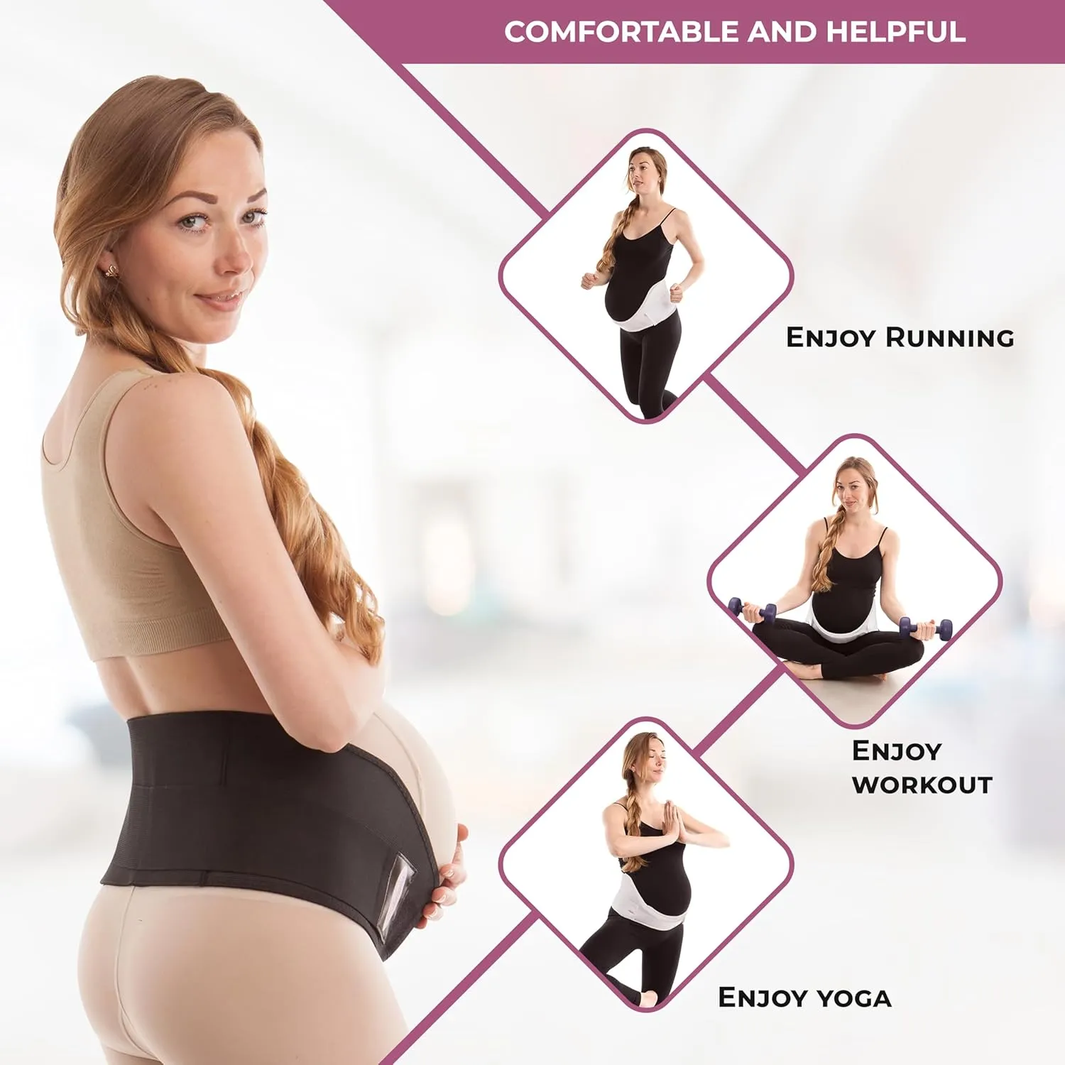GABRIALLA Elastic Pregnancy Belly Band for Pregnant Women, Baby Safe Design, Adjustable & Breathable Maternity Belt