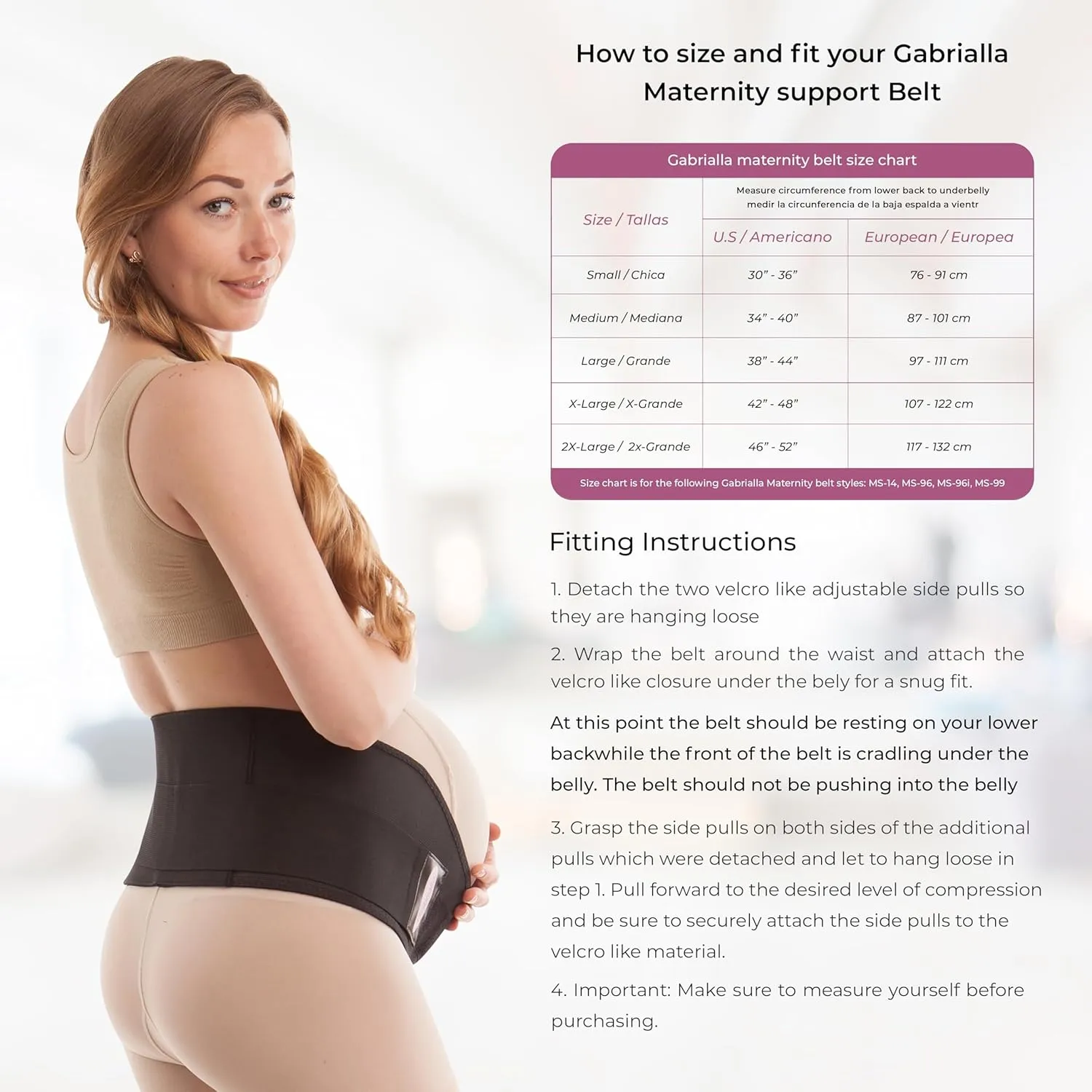 GABRIALLA Elastic Pregnancy Belly Band for Pregnant Women, Baby Safe Design, Adjustable & Breathable Maternity Belt
