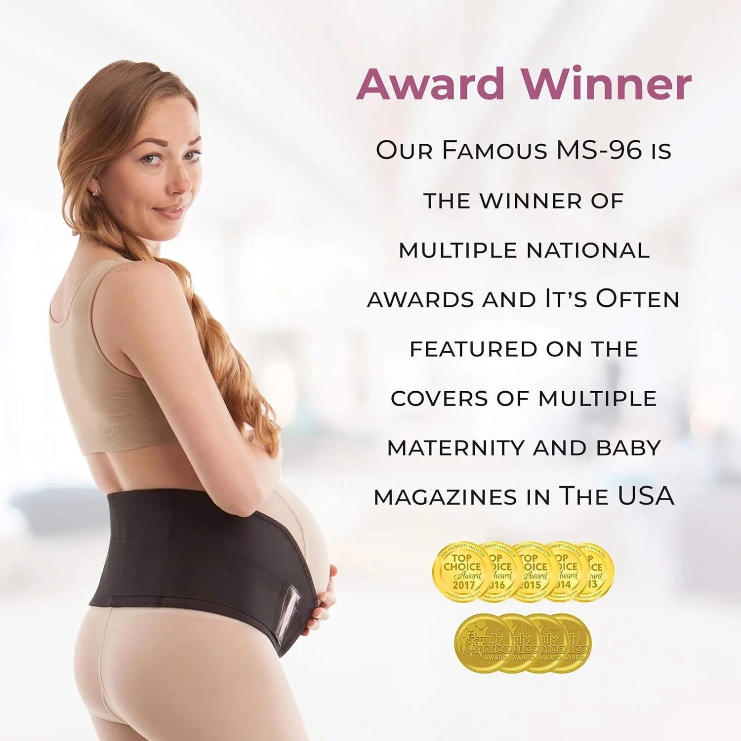 GABRIALLA Elastic Pregnancy Belly Band for Pregnant Women, Baby Safe Design, Adjustable & Breathable Maternity Belt