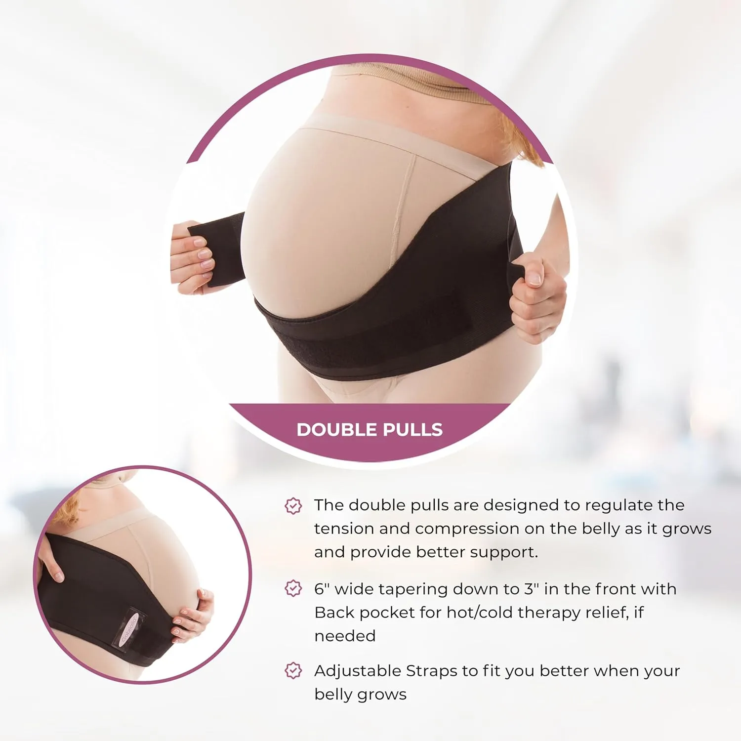 GABRIALLA Elastic Pregnancy Belly Band for Pregnant Women, Baby Safe Design, Adjustable & Breathable Maternity Belt