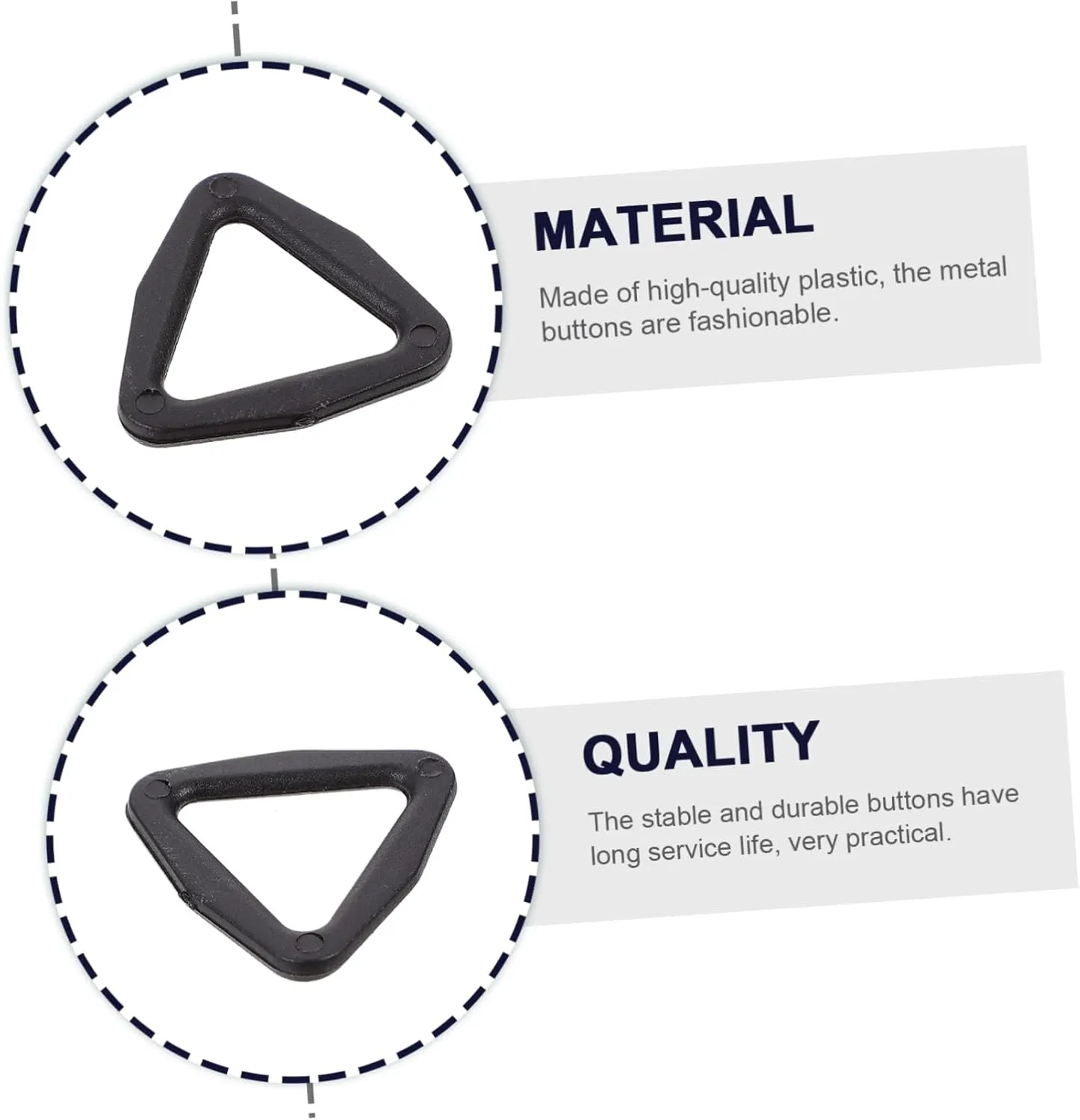 Gadpiparty 100pcs Triangle Button Versatile Plastic Clothes Buttons for Luggage Bags and Crafts Smooth Buttonholes Glossy Electroplated Finish for Coats and Windbreakers