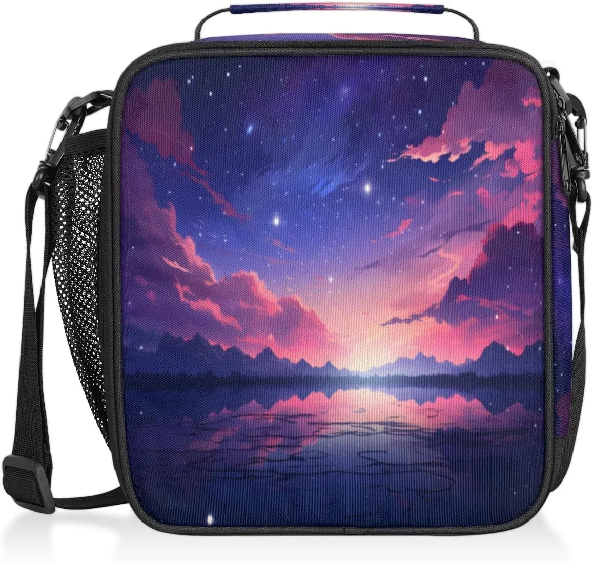 Galaxy Sky Lunch Bags for Women Men Nebula Insulated Lunch Box Lunchbox Cooler Tote Bag Shoulder Strap Reusable for Beach Travel Picnic