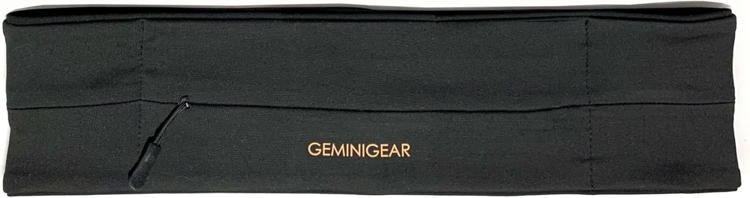 GEMINIGEAR Running Belt Fanny Pack Waist Bag with Zipper Pocket Durable and Light (Black, Large)