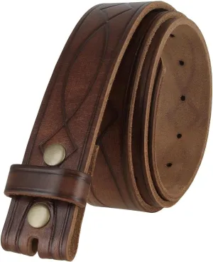 Genuine Full Grain Western Engraved Tooled Leather Strap or Belt 1-1/2" Wide