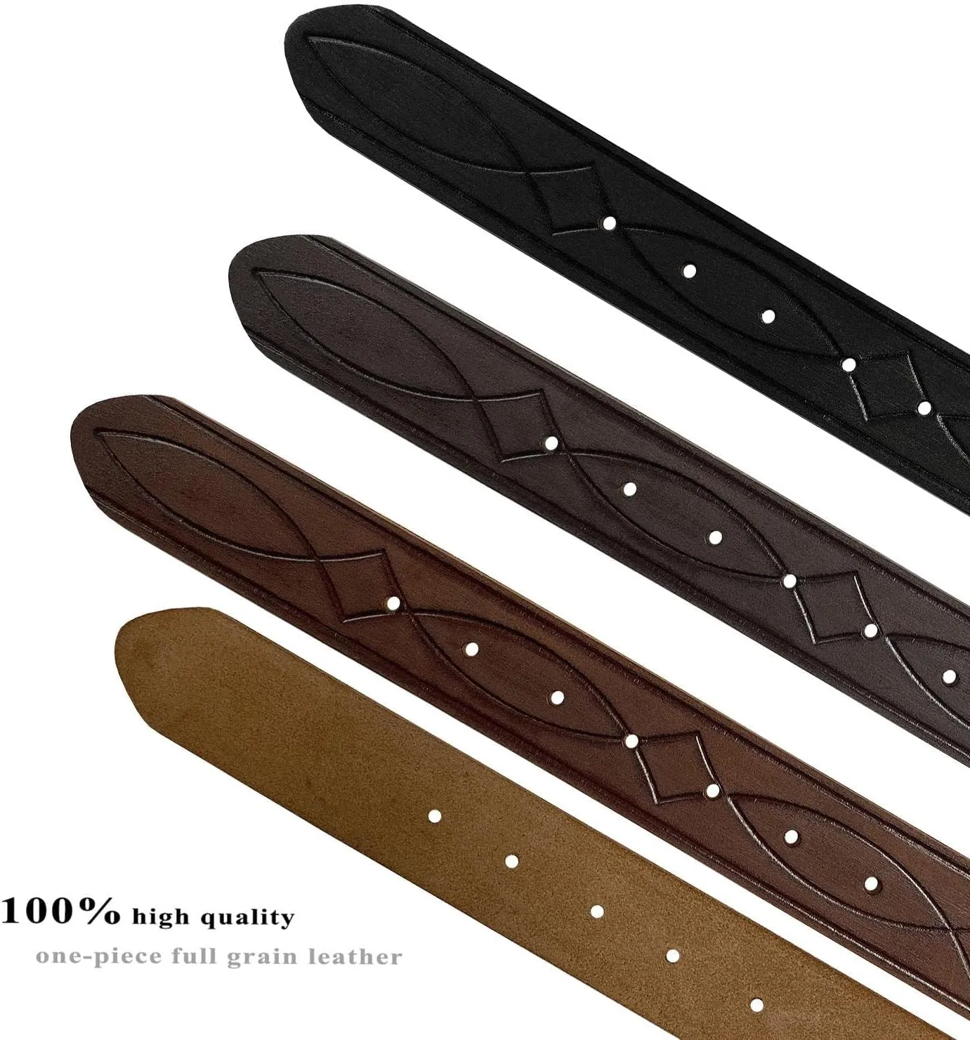 Genuine Full Grain Western Engraved Tooled Leather Strap or Belt 1-1/2" Wide