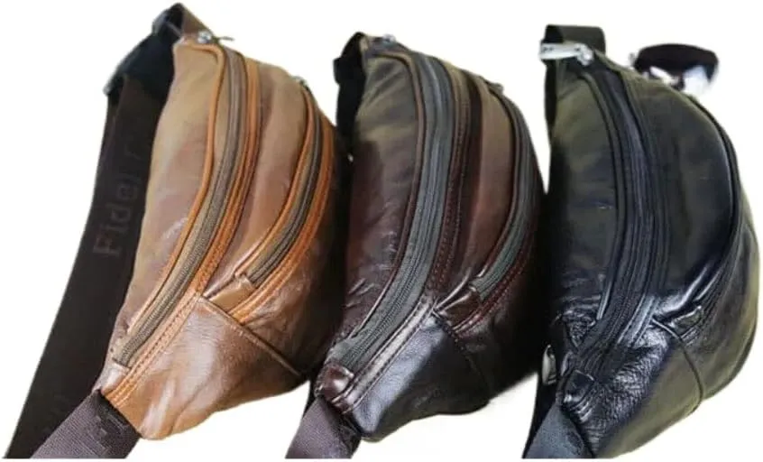 Genuine Leather Belt Bag, Multifunction Waist Fanny Pack (Khaki)