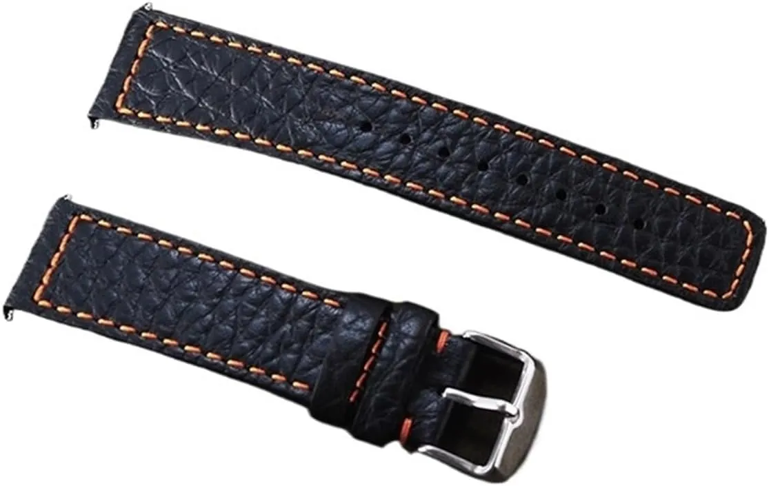 Genuine Leather Watchbands 22mm Black Men Cowhide Watch Band Strap Belt