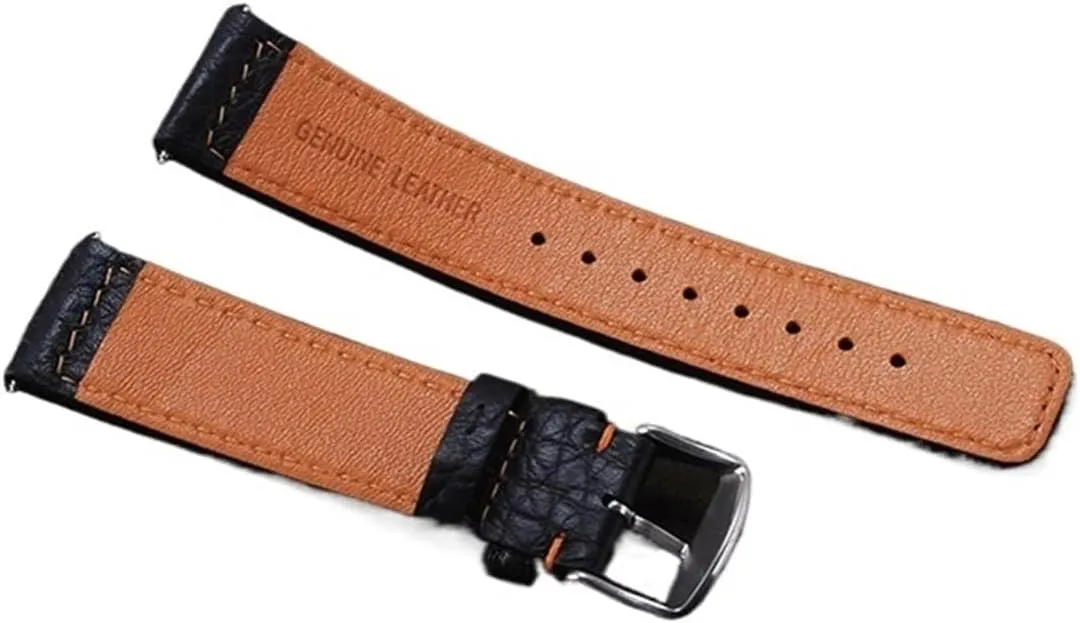 Genuine Leather Watchbands 22mm Black Men Cowhide Watch Band Strap Belt