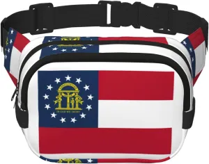 Georgia Flag print Large Fanny Packs for Women Cute Cross Body Waist Bag Fashionable Fanny Pack
