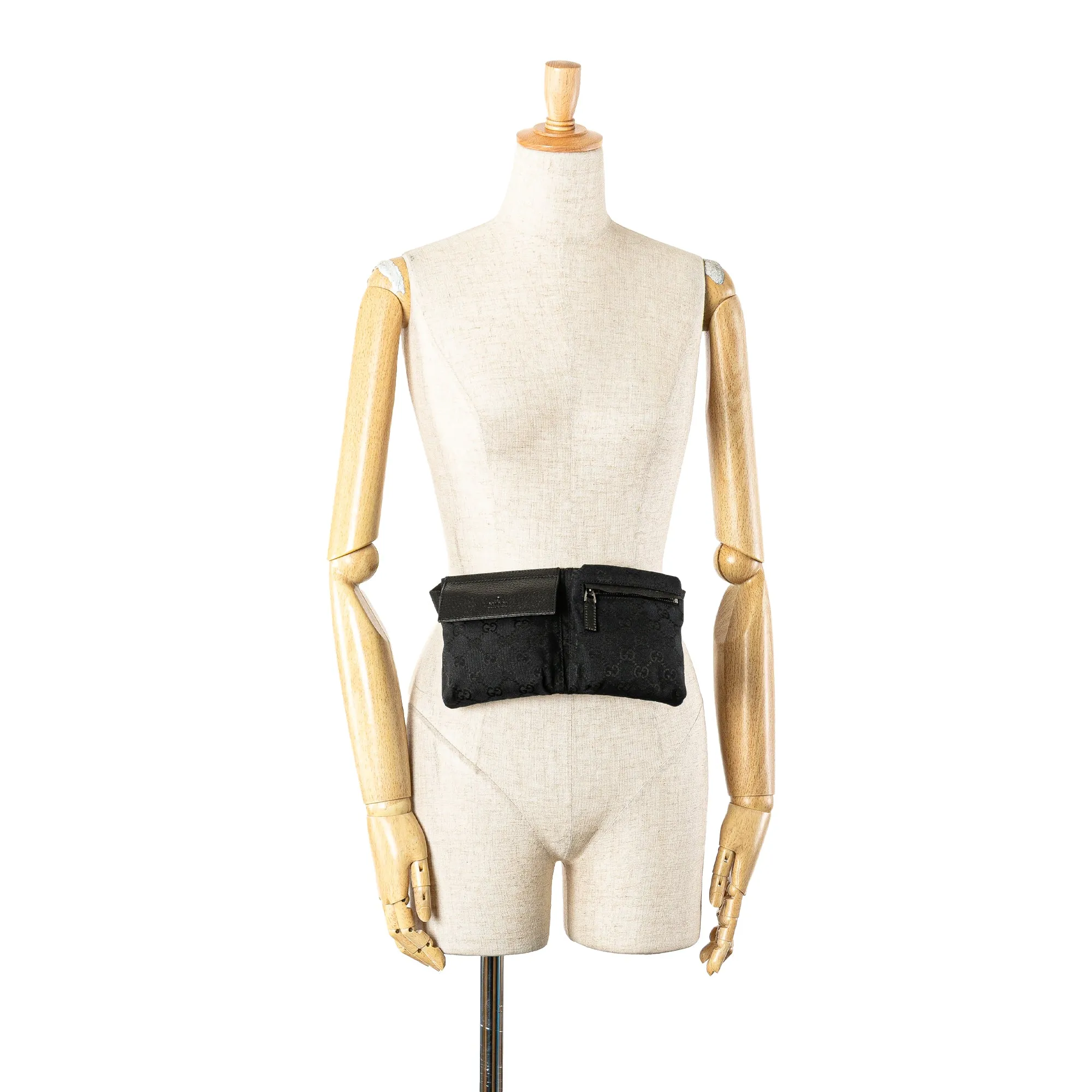 GG Canvas Double Pocket Belt Bag