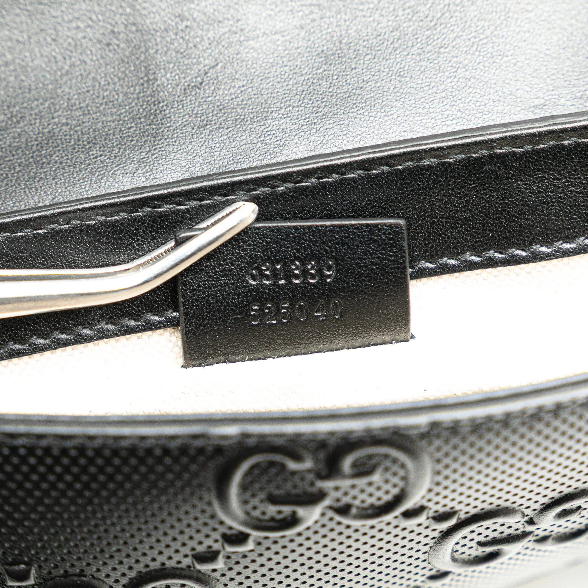 GG Embossed Perforated Double Belt Bag