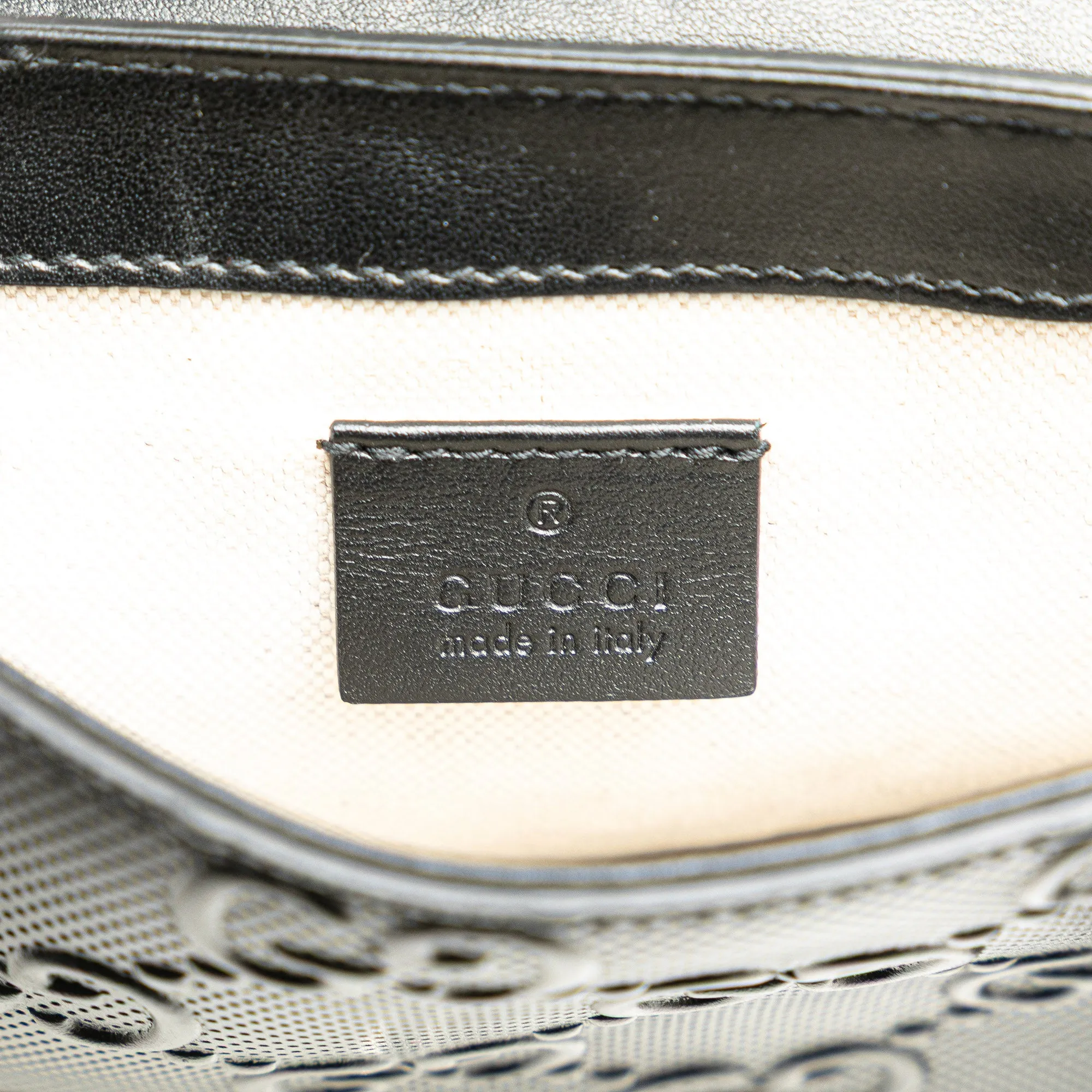 GG Embossed Perforated Double Belt Bag