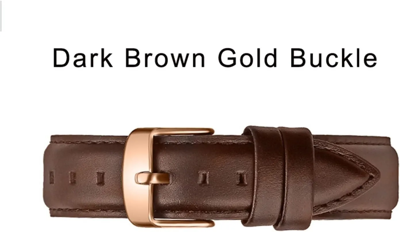 GGZONE RHAIYAN Watch Strap Brown with Rose Gold Clasp Watchband 14mm 18mm 20mm Compatible with DW Daniel Wellington Watch Band Specific (Color : Black Crocodile-Gold, Size : 18mm)