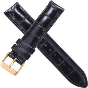 GGZONE RHAIYAN Watch Strap Brown with Rose Gold Clasp Watchband 14mm 18mm 20mm Compatible with DW Daniel Wellington Watch Band Specific (Color : Black Crocodile-Gold, Size : 18mm)