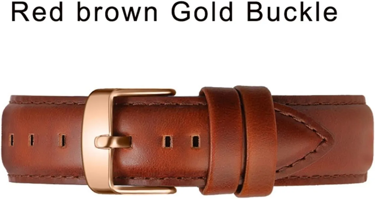 GGZONE RHAIYAN Watch Strap Brown with Rose Gold Clasp Watchband 14mm 18mm 20mm Compatible with DW Daniel Wellington Watch Band Specific (Color : Black Crocodile-Gold, Size : 18mm)