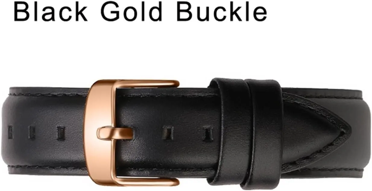 GGZONE RHAIYAN Watch Strap Brown with Rose Gold Clasp Watchband 14mm 18mm 20mm Compatible with DW Daniel Wellington Watch Band Specific (Color : Black Crocodile-Gold, Size : 18mm)