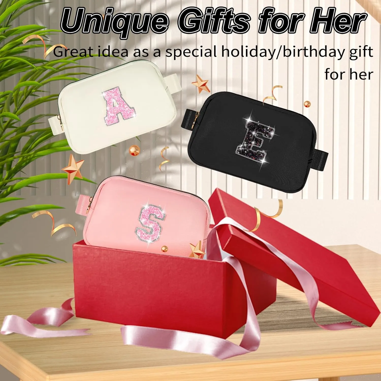 Girl Stuff - Teen Girl Gifts Trendy Stuff,Cross Body Bag for Girls Belt Bag for Women - Fanny Pack for Kids Teen,Crossbody Bag for Women Trendy Belt Bag Waist Packs | Black,Initial K