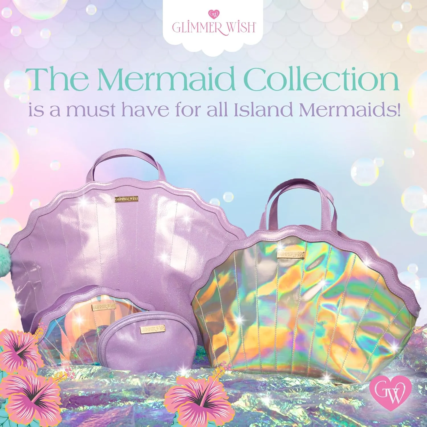 Glimmer Wish Mermaid Shell Cosmetic Bag, Make Up Bag, Skincare Bag