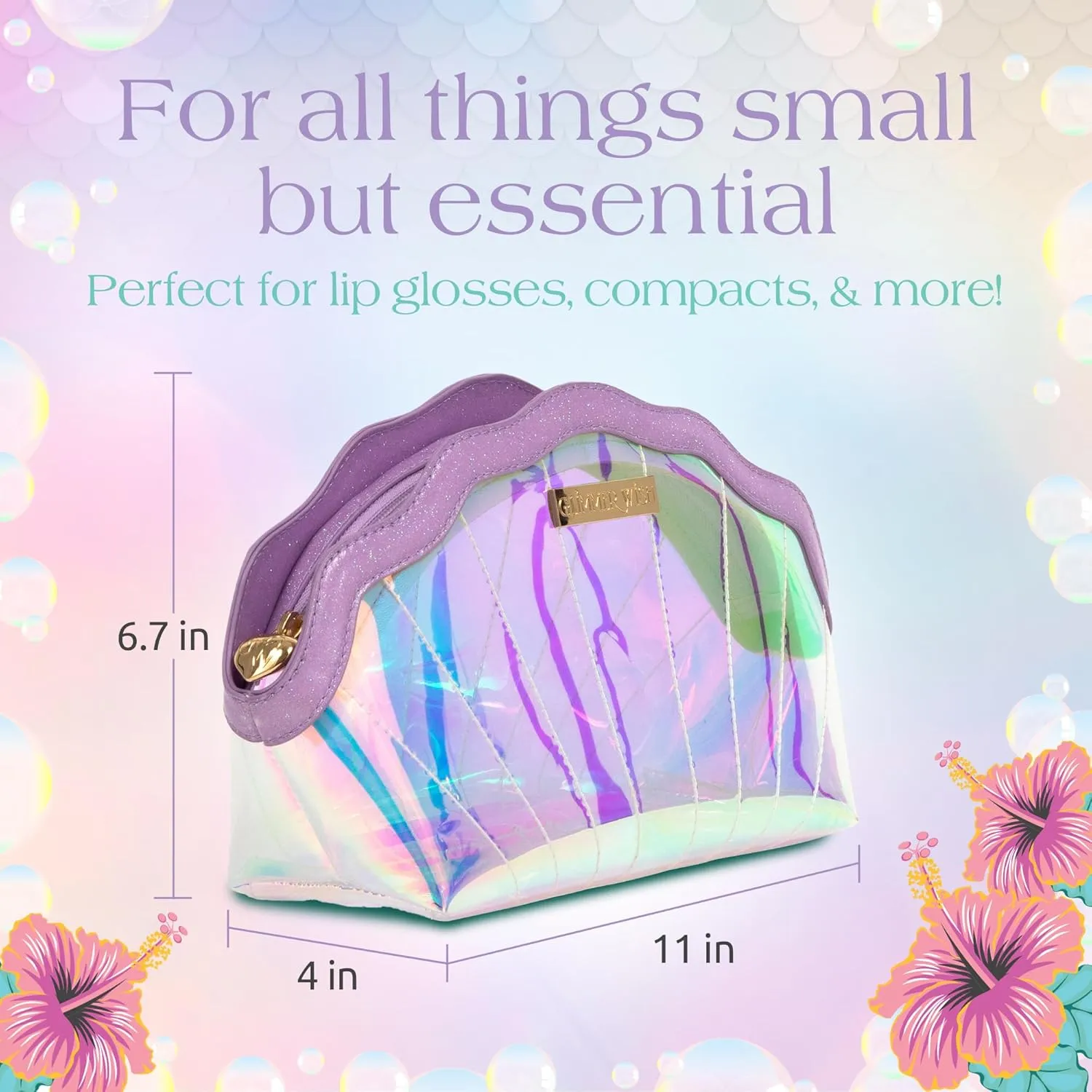 Glimmer Wish Mermaid Shell Cosmetic Bag, Make Up Bag, Skincare Bag