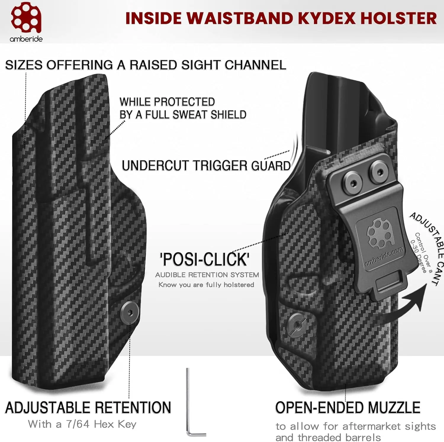 Glock26/27/33 Holster IWB & OWB KYDEX Holster Fit: Glock 26 27 (Gen 1-5) & Glock 33 (Gen 3 4) Pistol – Inside Waistband Concealed Carry – Adj. Cant & 'Posi-Click' Retention – No Wear/Jitter - US Made