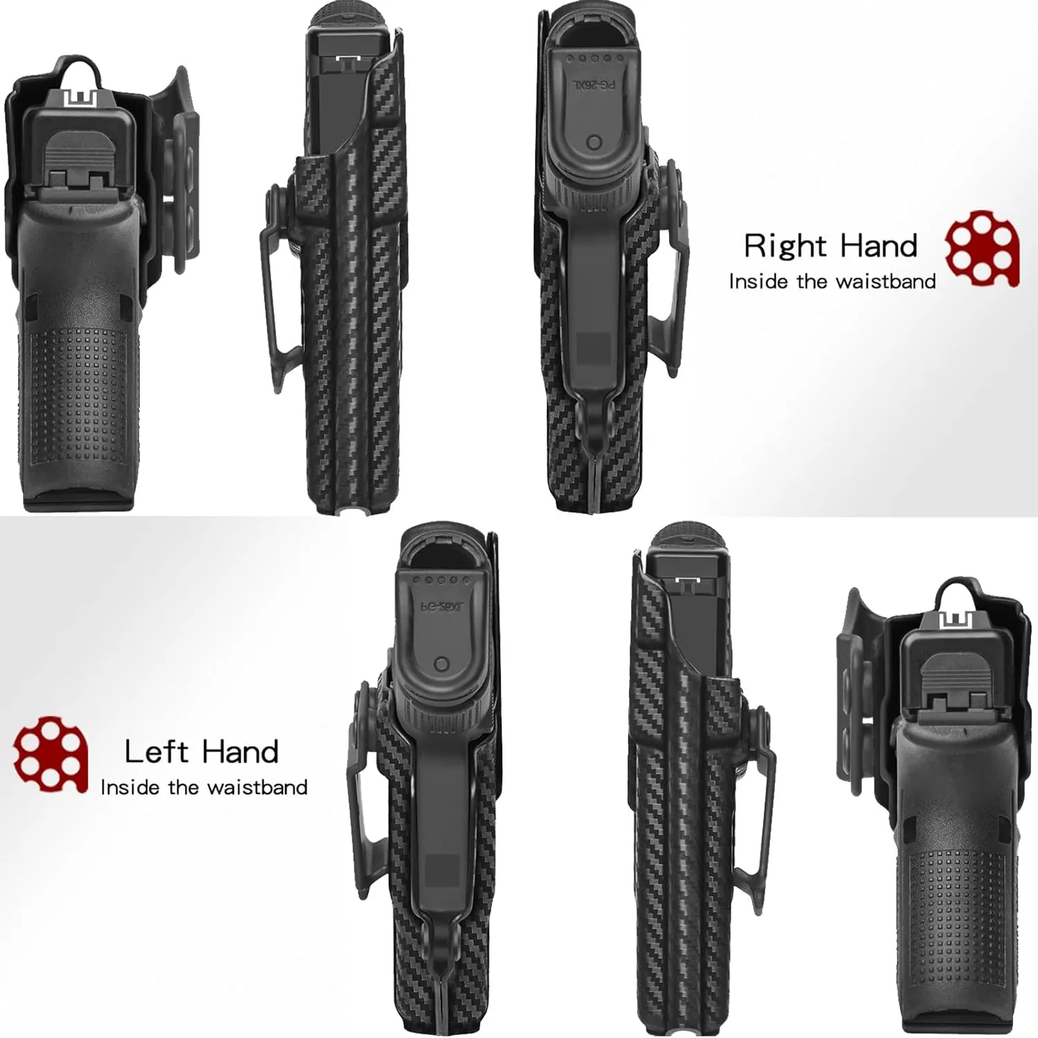 Glock26/27/33 Holster IWB & OWB KYDEX Holster Fit: Glock 26 27 (Gen 1-5) & Glock 33 (Gen 3 4) Pistol – Inside Waistband Concealed Carry – Adj. Cant & 'Posi-Click' Retention – No Wear/Jitter - US Made