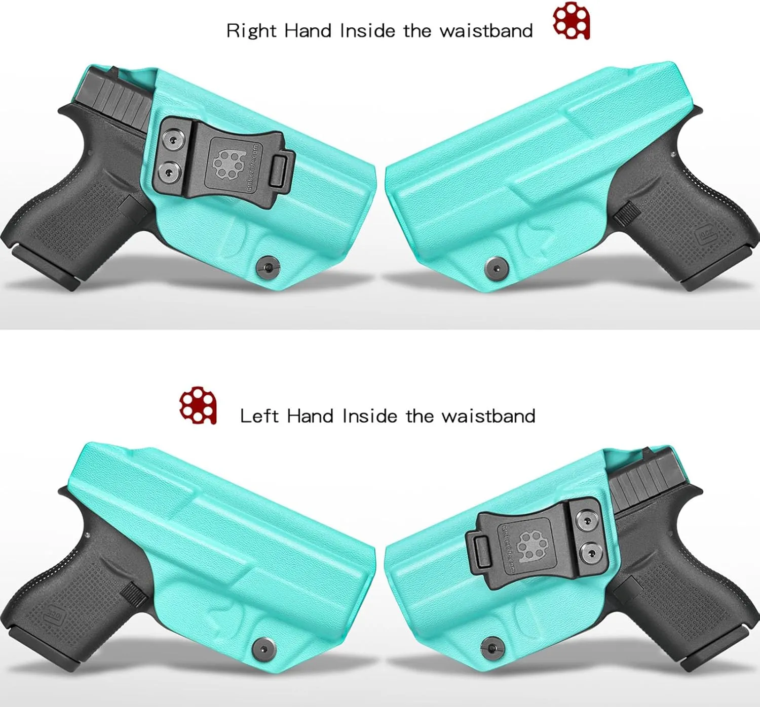 Glock42 Holster IWB Kydex Holster Fit: Glock 42 Pistol – Inside Waistband Concealed Carry – Adjustable Cant & 'Posi-Click' Retention – No Wear - No Jitter - USA Made by Amberide