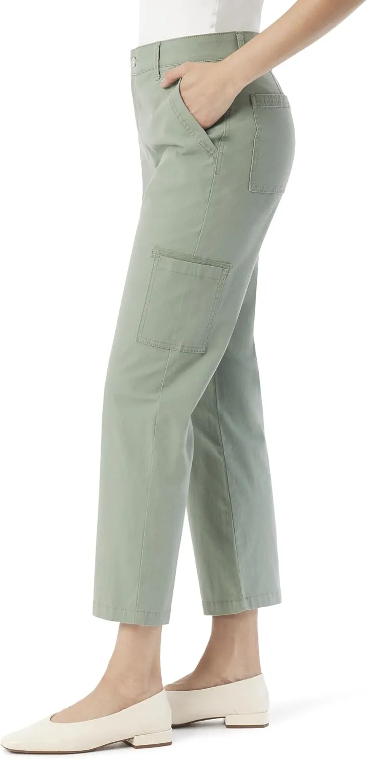 Gloria Vanderbilt Women's Cargo Pocket Zip Front Ankle with Hidden Elastic Waist Standard