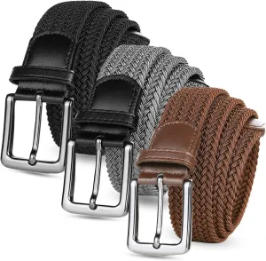 Golf Belts for Men Women 2/3 Pack Braided Elastic Fabric Stretch Canvas Woven Belt for Sports Hiking