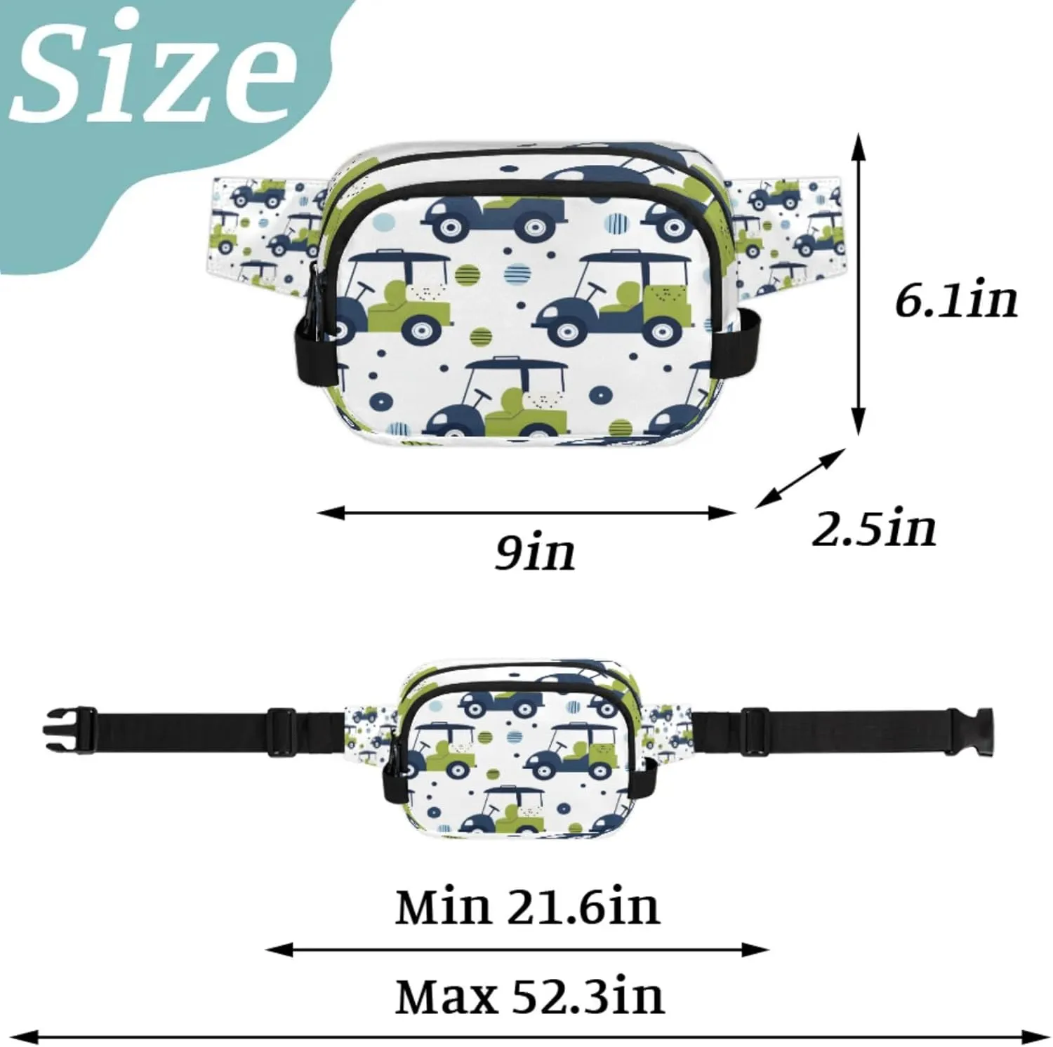 Golf Fanny Packs Belt Bag Fashion Crossbody Bag Bum Bag Waist Bag with Adjustable Strap for Outdoors Workout Casual Traveling Running Hiking Cycling