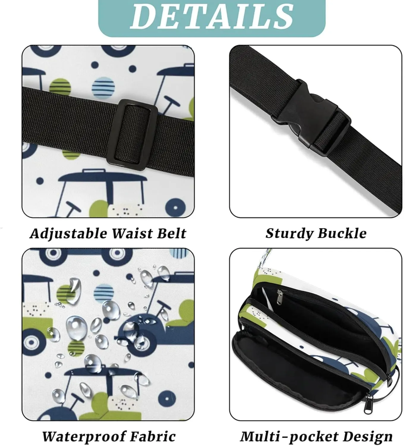 Golf Fanny Packs Belt Bag Fashion Crossbody Bag Bum Bag Waist Bag with Adjustable Strap for Outdoors Workout Casual Traveling Running Hiking Cycling