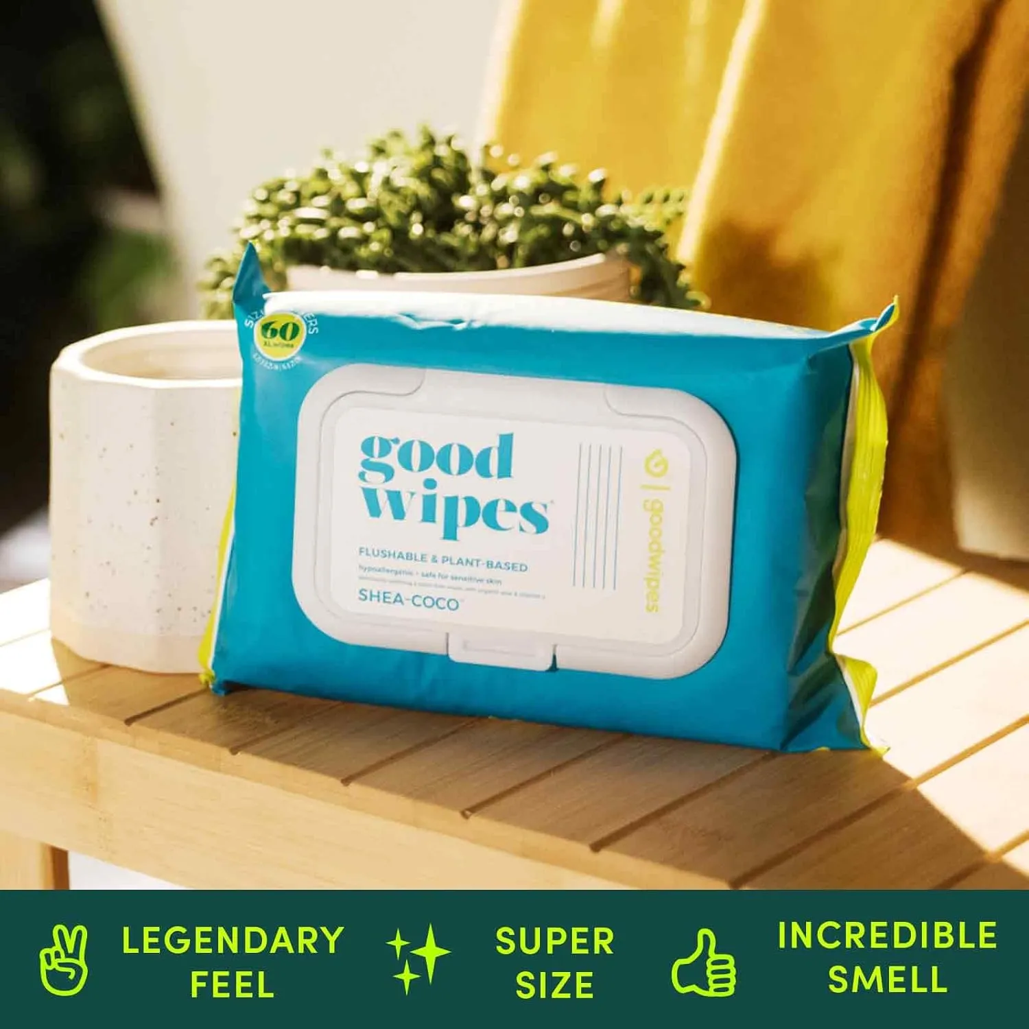 goodwipes Flushable Butt Wipes - Vitamin E & Aloe - Soft & Gentle Wet Wipe Dispenser, Septic & Sewer Safe - Largest Adult Toilet Towelettes - Shea-Coco, 180 Count (3 Packs)   3 Individually Wrapped