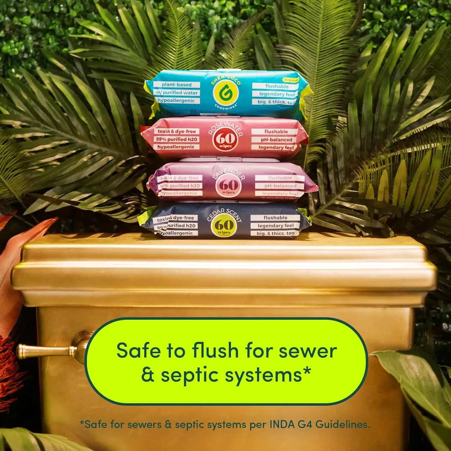 goodwipes Flushable Butt Wipes - Vitamin E & Aloe - Soft & Gentle Wet Wipe Dispenser, Septic & Sewer Safe - Largest Adult Toilet Towelettes - Shea-Coco, 180 Count (3 Packs)   3 Individually Wrapped