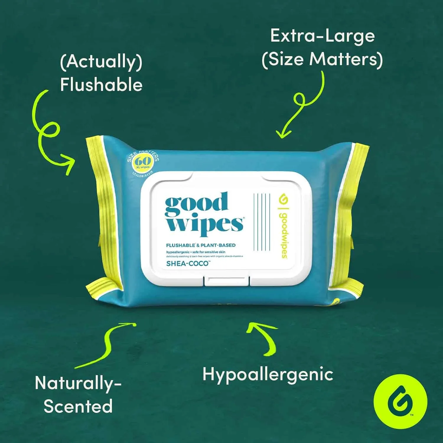 goodwipes Flushable Butt Wipes - Vitamin E & Aloe - Soft & Gentle Wet Wipe Dispenser, Septic & Sewer Safe - Largest Adult Toilet Towelettes - Shea-Coco, 180 Count (3 Packs)   3 Individually Wrapped