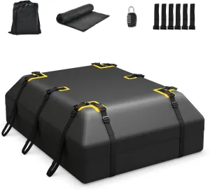 Goplus 21 Cu.Ft Rooftop Cargo Carrier, Non-Slip Mat, Digital Lock, Waterproof Luggage Bag for Vehicles with/Without Roof Racks, 6 Door Hooks