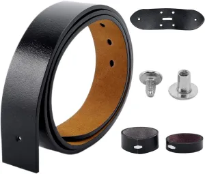 GORGECRAFT 49 Inch Cowhide Belt Strap Replacement 1-1/2"(38mm) Wide Genuine Leather Western Men's Waist Belt Strap Accessories without Buckle with Iron Screws for Casual Jeans Dress Black