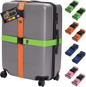 GORILLA GRIP Heavy Duty 8 Pack Adjustable Luggage Straps for Suitcases, Easy to Identify Travel Belt Connector Holds Suitcase Together, Extends Life of Bag, Strap Connects Two Bags, Multicolor Pack