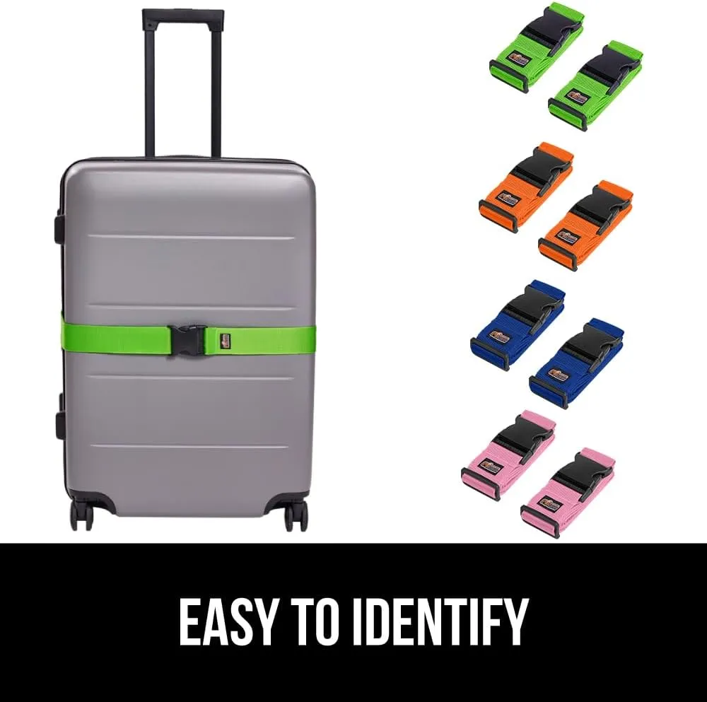GORILLA GRIP Heavy Duty 8 Pack Adjustable Luggage Straps for Suitcases, Easy to Identify Travel Belt Connector Holds Suitcase Together, Extends Life of Bag, Strap Connects Two Bags, Multicolor Pack
