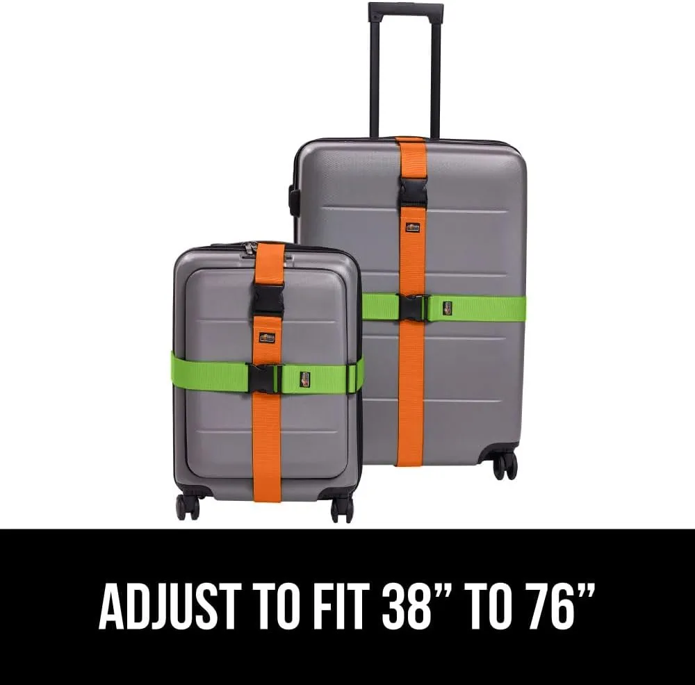 GORILLA GRIP Heavy Duty 8 Pack Adjustable Luggage Straps for Suitcases, Easy to Identify Travel Belt Connector Holds Suitcase Together, Extends Life of Bag, Strap Connects Two Bags, Multicolor Pack