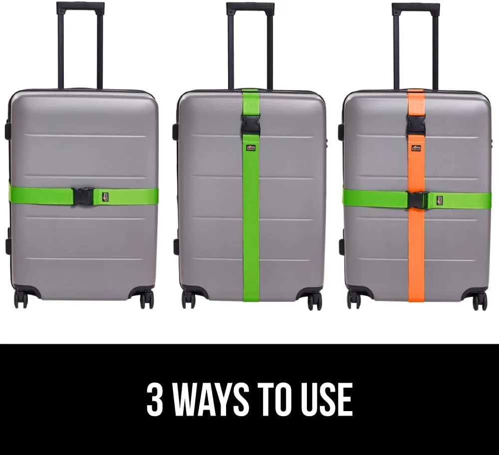 GORILLA GRIP Heavy Duty 8 Pack Adjustable Luggage Straps for Suitcases, Easy to Identify Travel Belt Connector Holds Suitcase Together, Extends Life of Bag, Strap Connects Two Bags, Multicolor Pack