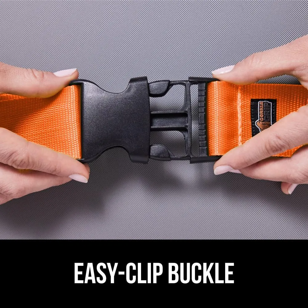 GORILLA GRIP Heavy Duty Adjustable Luggage Straps for Suitcases, Easy to Identify Travel Belt Connector Holds Suitcase Together, Extends Life of Bag, Strap Connects Two Bags, Accessories 2 Pack Orange