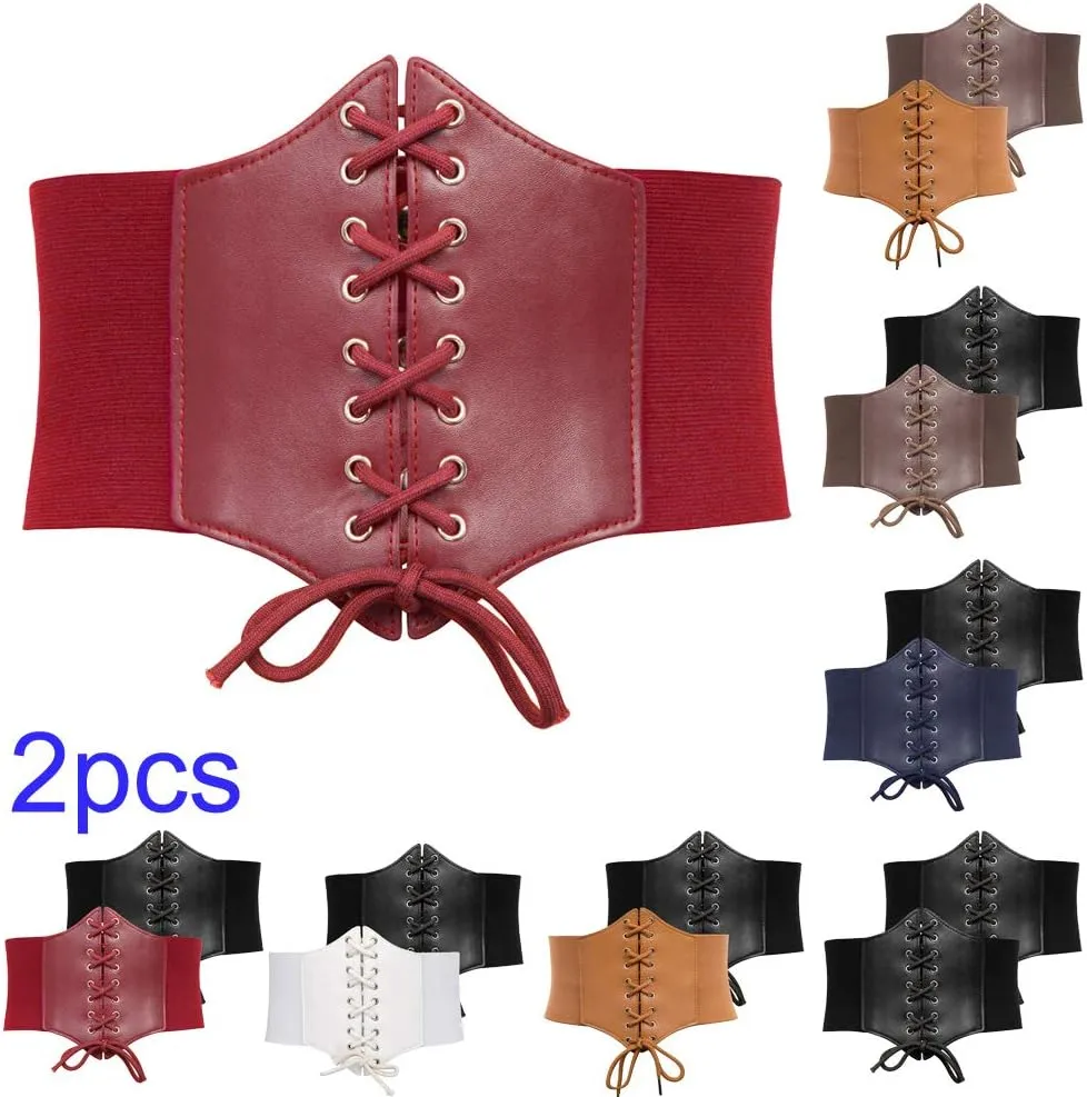 GRACE KARIN Lace-up Cinch Belt Tied Corset Elastic Waist Belt 2 Piece