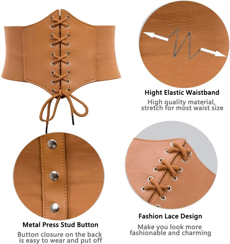 GRACE KARIN Lace-up Cinch Belt Tied Corset Elastic Waist Belt