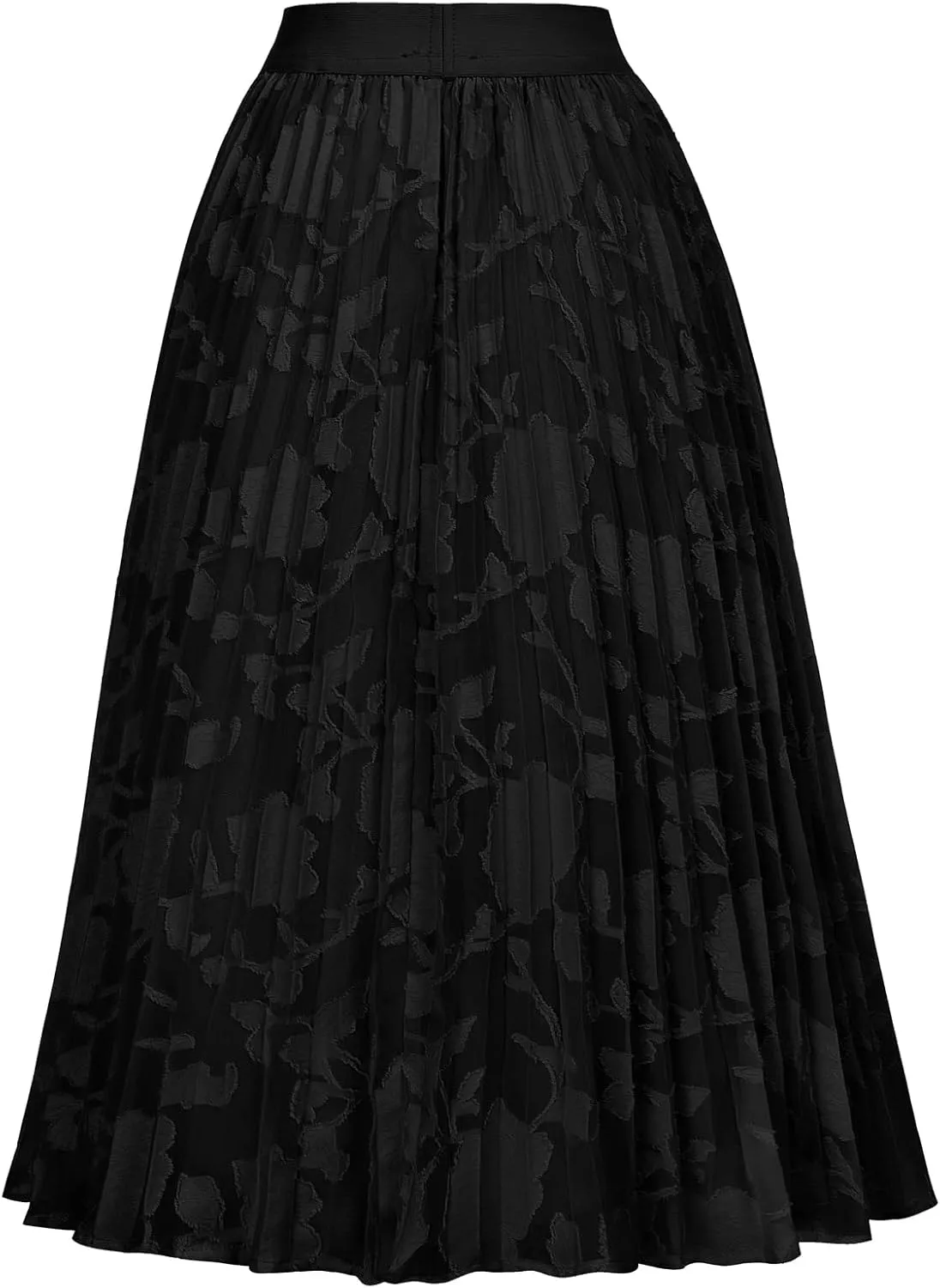 GRACE KARIN Women High Elastic Waist Pleated Chiffon Skirt Midi Swing A-line Skirts