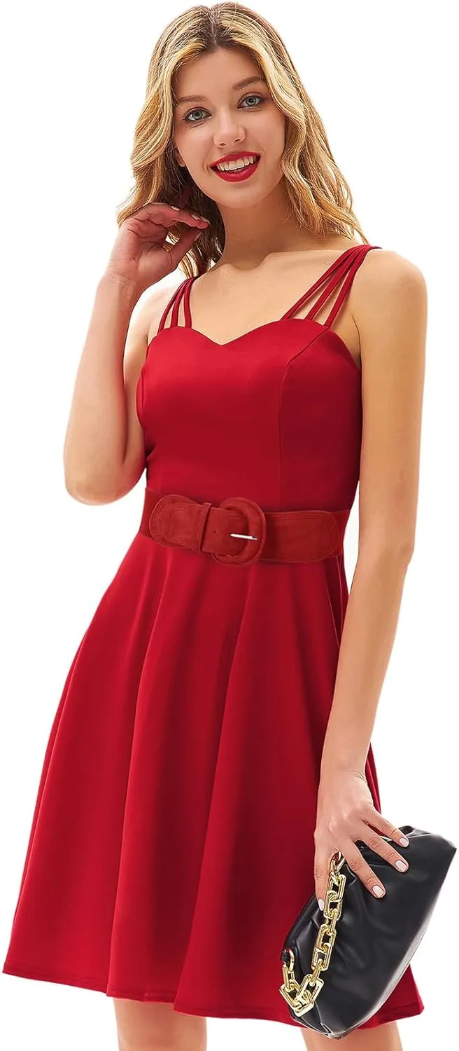 GRACE KARIN Women's Suede Elastic Belt Wide Stretchy Belt Vintage Chunky Buckle Belts S-XXL
