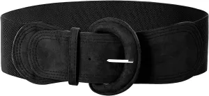 GRACE KARIN Women's Suede Elastic Belt Wide Stretchy Belt Vintage Chunky Buckle Belts S-XXL