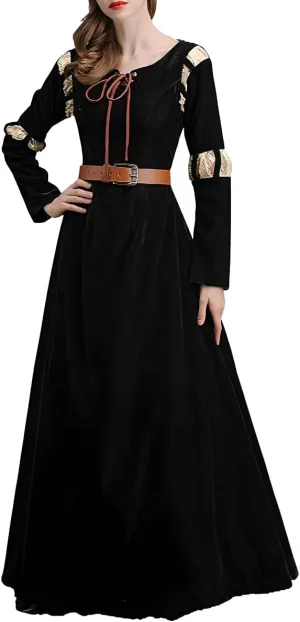 GRACEART Women's Brave Princess Gown Merida Cosplay Dress Halloween Renaissance Medieval Costume Green Court Outfit