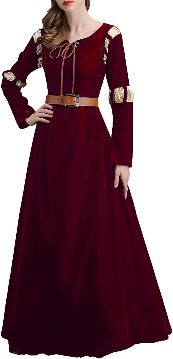 GRACEART Women's Brave Princess Gown Merida Cosplay Dress Halloween Renaissance Medieval Costume Green Court Outfit