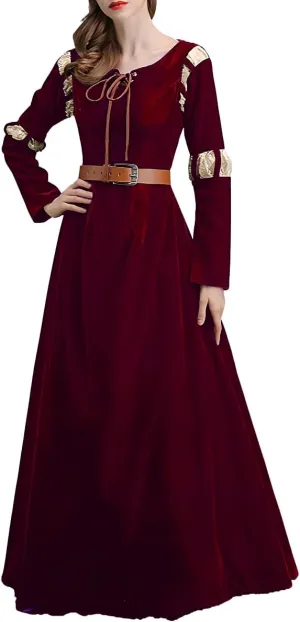 GRACEART Women's Brave Princess Gown Merida Cosplay Dress Halloween Renaissance Medieval Costume Green Court Outfit